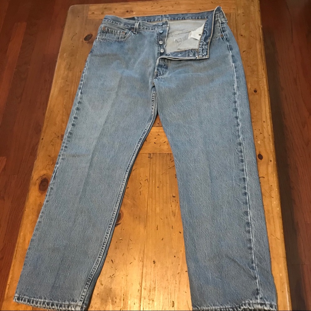 Vintage Worn Faded Levi’s 501 Button Fly Jeans 38 - Picture 3 of 9